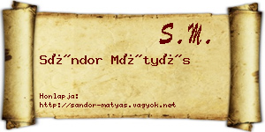 Sándor Mátyás névjegykártya