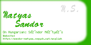 matyas sandor business card